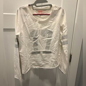 Nameless White Metallic 17 Graphic Long Sleeve Top Medium NWT